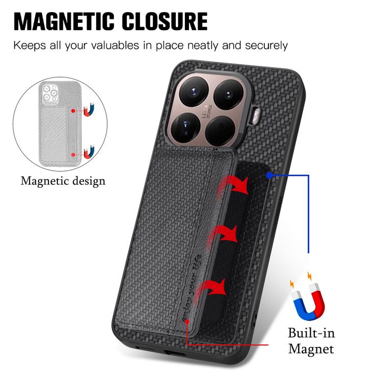 For Xiaomi 15T Pro Carbon Fiber Magnetic Card Bag Phone Case