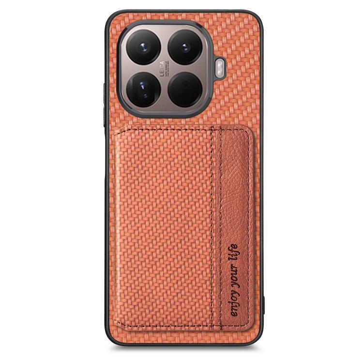 For Xiaomi 15T Pro Carbon Fiber Magnetic Card Bag Phone Case