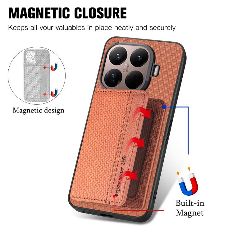 For Xiaomi 15T Pro Carbon Fiber Magnetic Card Bag Phone Case
