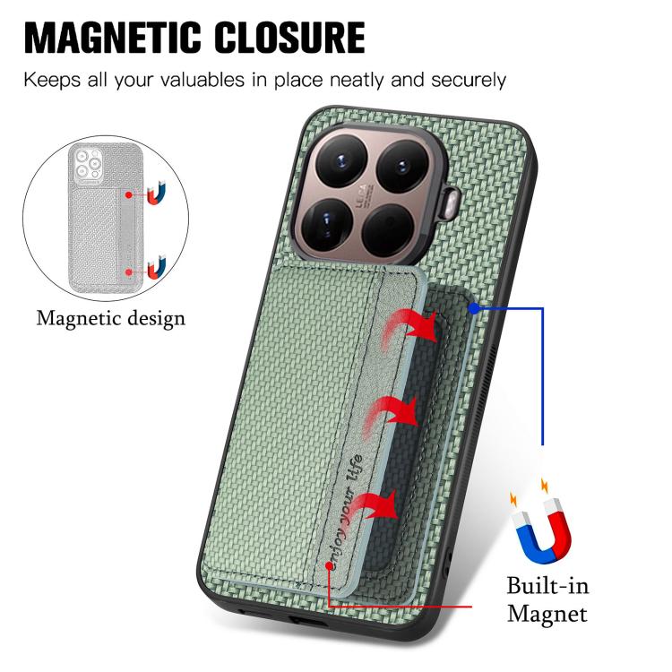 For Xiaomi 15T Pro Carbon Fiber Magnetic Card Bag Phone Case