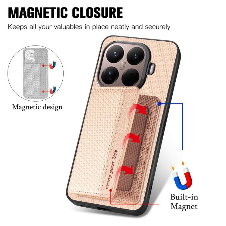 For Xiaomi 15T Pro Carbon Fiber Magnetic Card Bag Phone Case