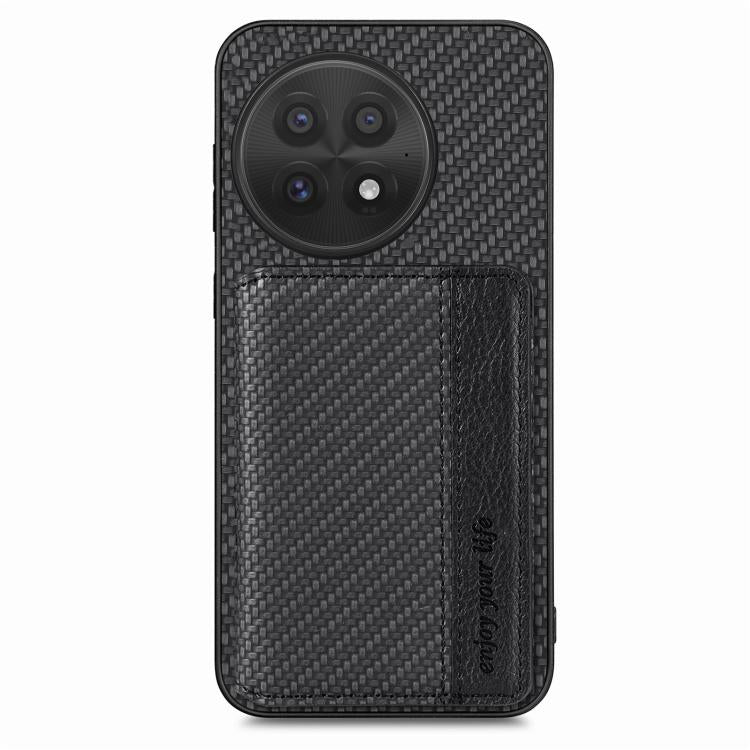 For OnePlus 13 Carbon Fiber Magnetic Card Bag Phone Case