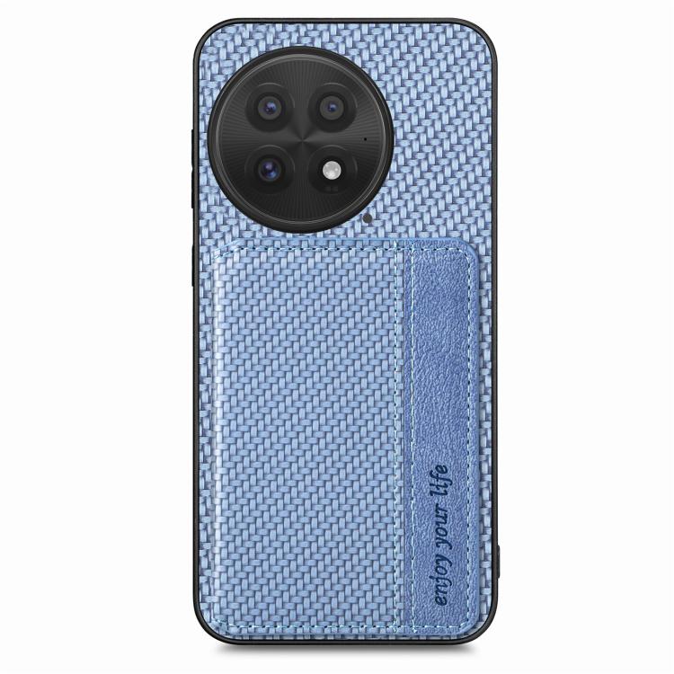 For OnePlus 13 Carbon Fiber Magnetic Card Bag Phone Case