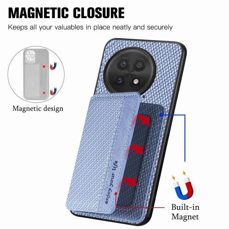 For OnePlus 13 Carbon Fiber Magnetic Card Bag Phone Case
