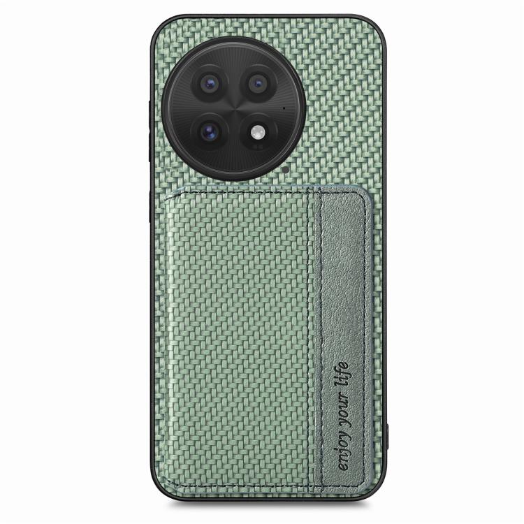For OnePlus 13 Carbon Fiber Magnetic Card Bag Phone Case