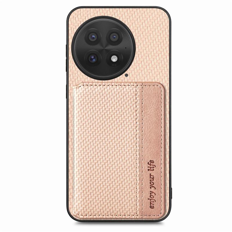 For OnePlus 13 Carbon Fiber Magnetic Card Bag Phone Case