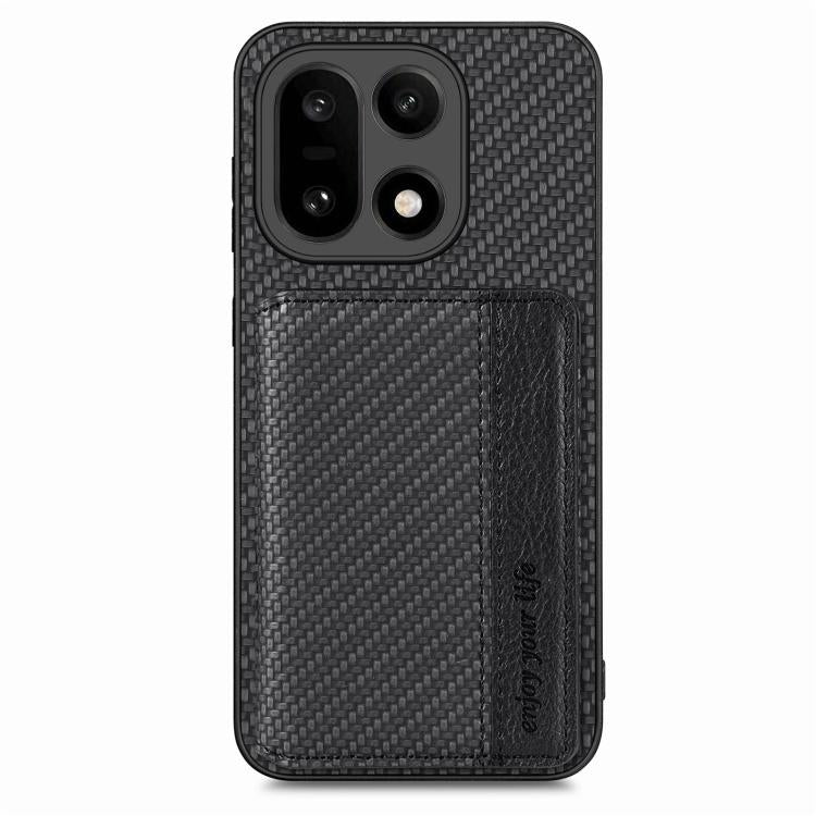 For OnePlus 15 Carbon Fiber Magnetic Card Bag Phone Case