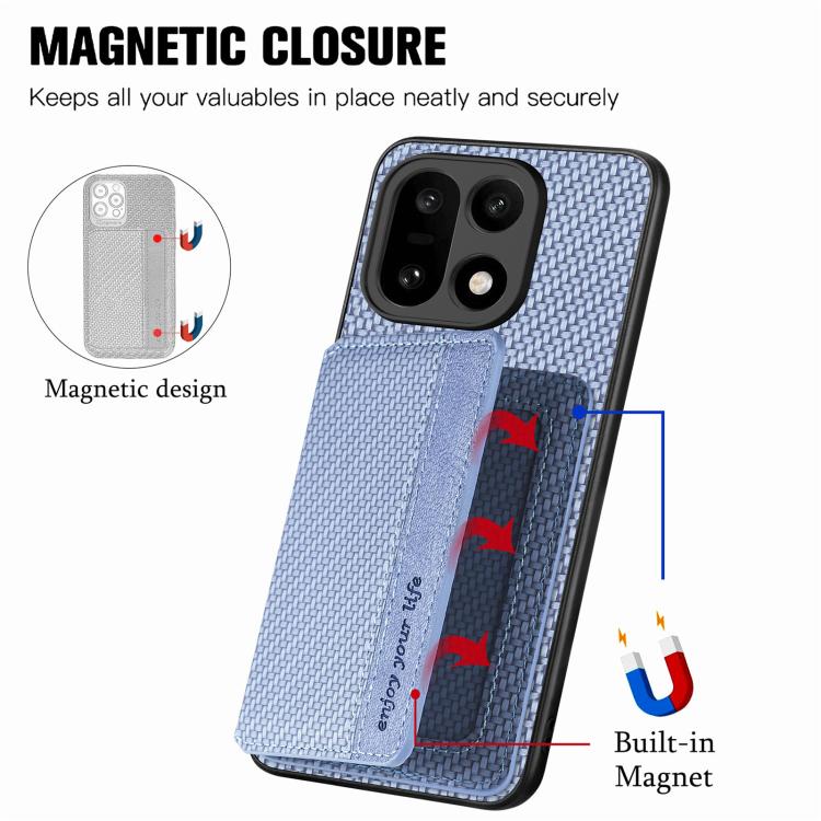 For OnePlus 15 Carbon Fiber Magnetic Card Bag Phone Case