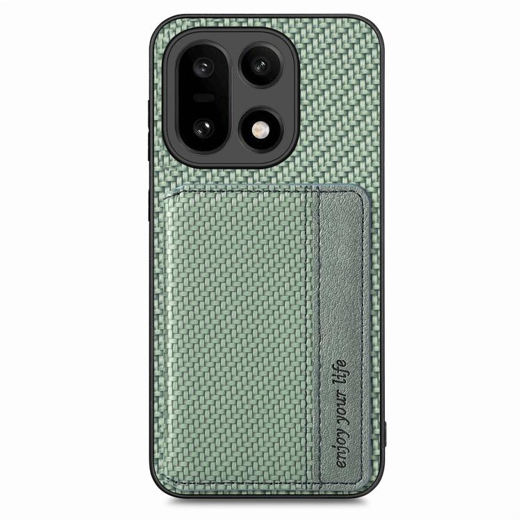 For OnePlus 15 Carbon Fiber Magnetic Card Bag Phone Case
