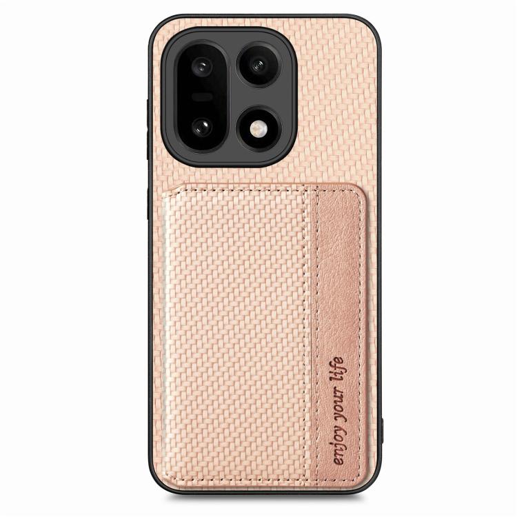 For OnePlus 15 Carbon Fiber Magnetic Card Bag Phone Case
