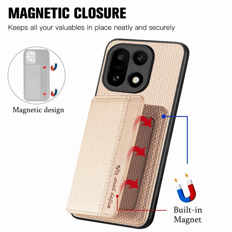 For OnePlus 15 Carbon Fiber Magnetic Card Bag Phone Case