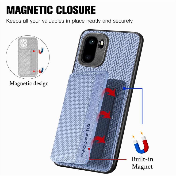 For OnePlus Ace 6 / 6T / 15R Carbon Fiber Magnetic Card Bag Phone Case