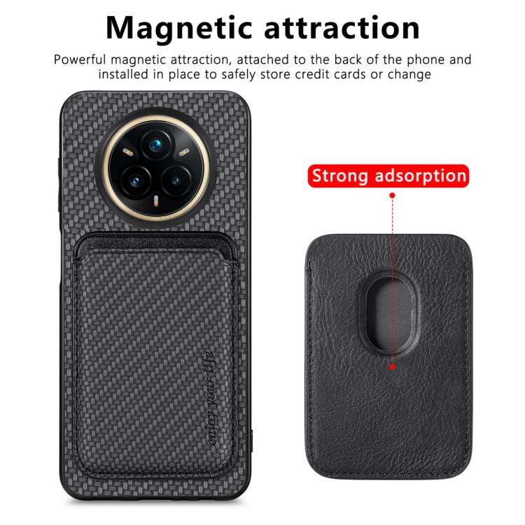 For Realme 14 Pro Carbon Fiber Leather Card Magsafe Phone Case
