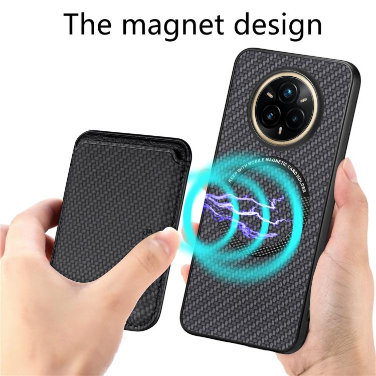 For Realme 14 Pro Carbon Fiber Leather Card Magsafe Phone Case