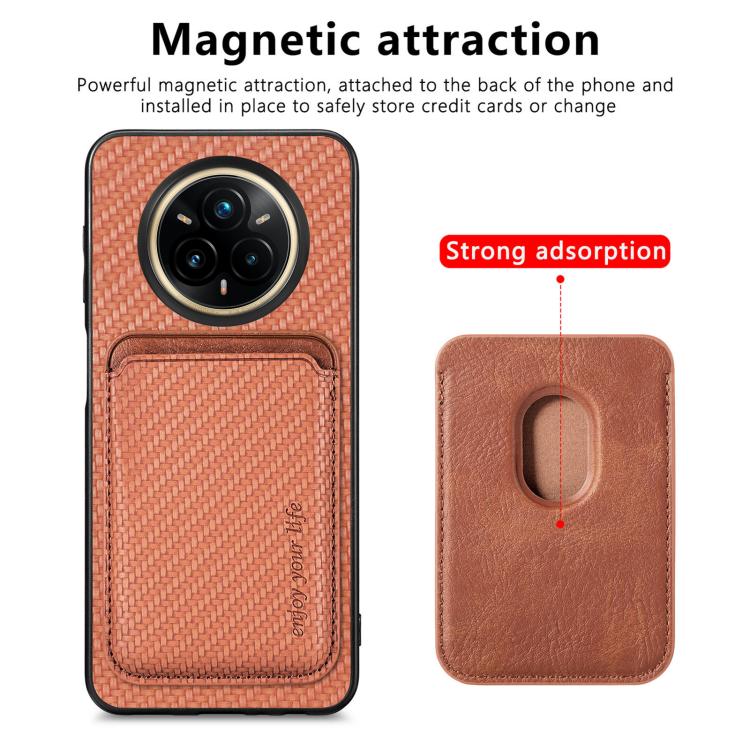 For Realme 14 Pro Carbon Fiber Leather Card Magsafe Phone Case