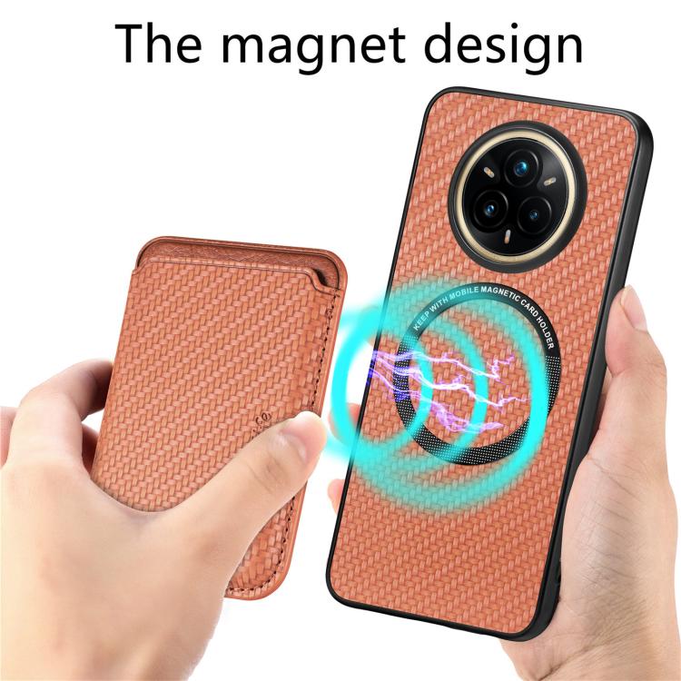 For Realme 14 Pro Carbon Fiber Leather Card Magsafe Phone Case