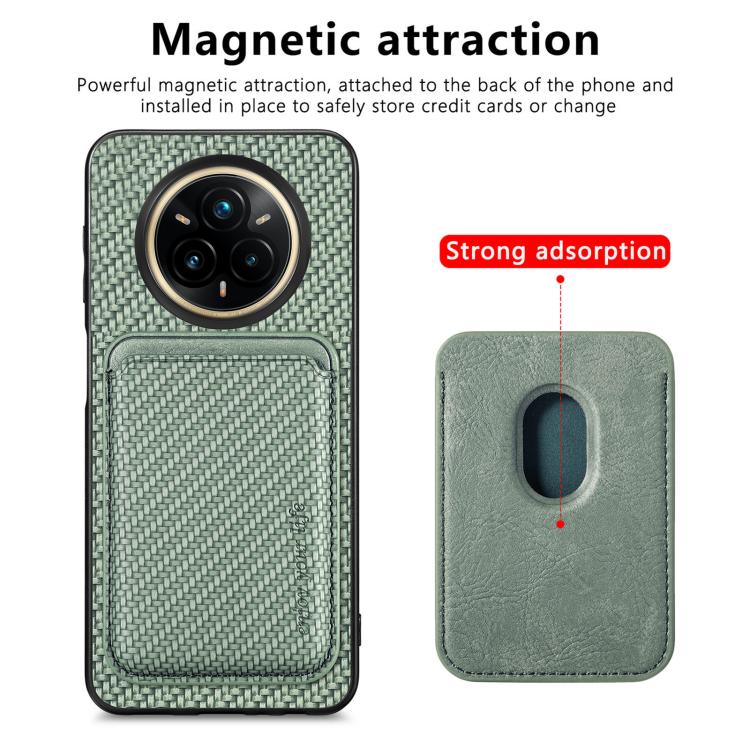 For Realme 14 Pro Carbon Fiber Leather Card Magsafe Phone Case