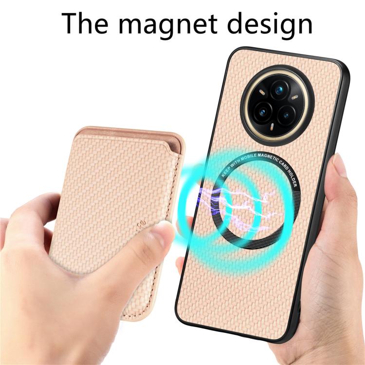 For Realme 14 Pro Carbon Fiber Leather Card Magsafe Phone Case
