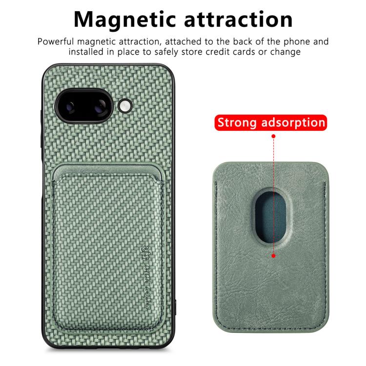 For Google Pixel 9a Carbon Fiber Leather Card Magsafe Phone Case