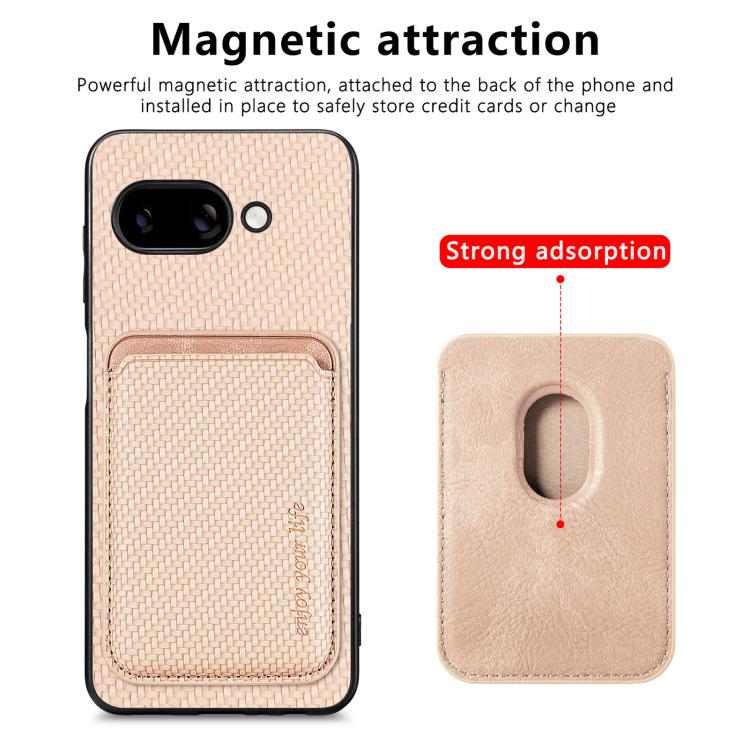 For Google Pixel 9a Carbon Fiber Leather Card Magsafe Phone Case