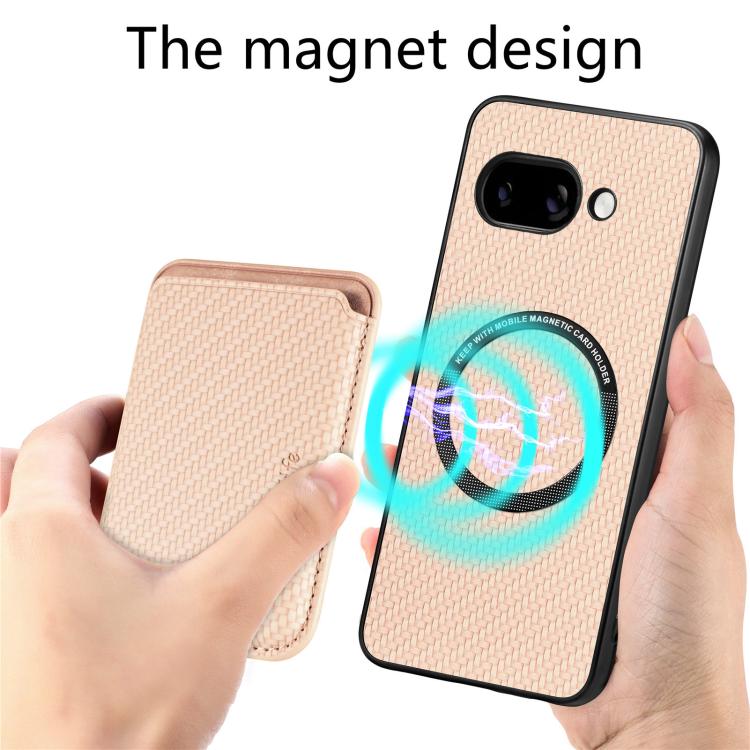For Google Pixel 9a Carbon Fiber Leather Card Magsafe Phone Case