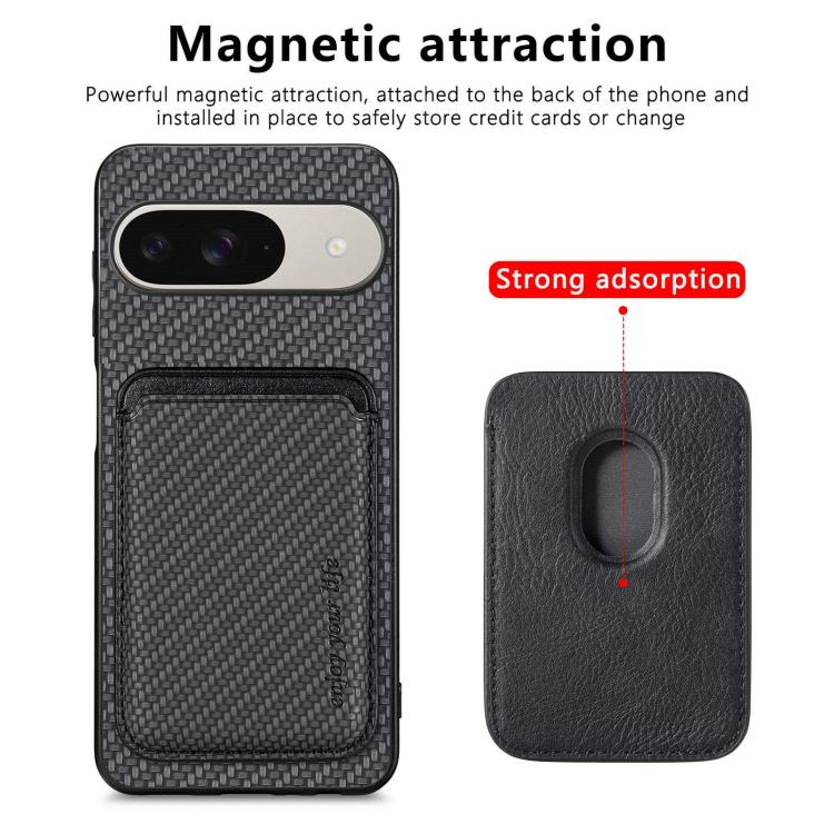 For Google Pixel 9 / 9 Pro Carbon Fiber Leather Card Magsafe Phone Case