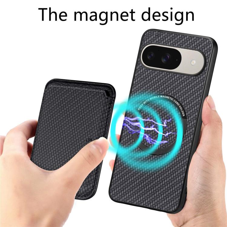 For Google Pixel 9 / 9 Pro Carbon Fiber Leather Card Magsafe Phone Case