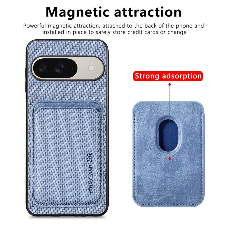 For Google Pixel 9 / 9 Pro Carbon Fiber Leather Card Magsafe Phone Case