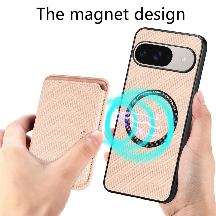 For Google Pixel 9 / 9 Pro Carbon Fiber Leather Card Magsafe Phone Case