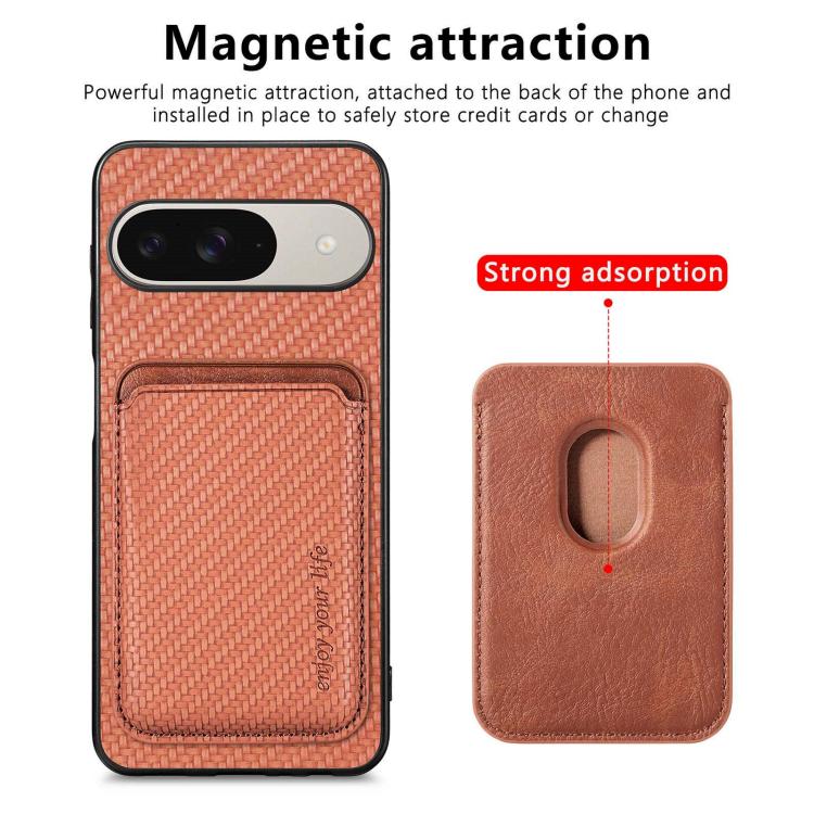 For Google Pixel 10 / 10 Pro Carbon Fiber Leather Card Magsafe Phone Case