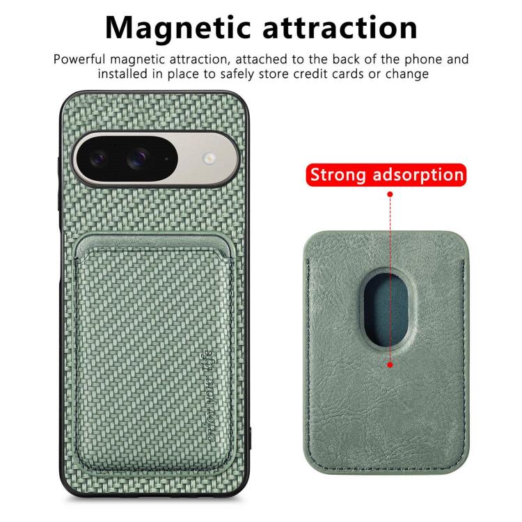 For Google Pixel 10 / 10 Pro Carbon Fiber Leather Card Magsafe Phone Case
