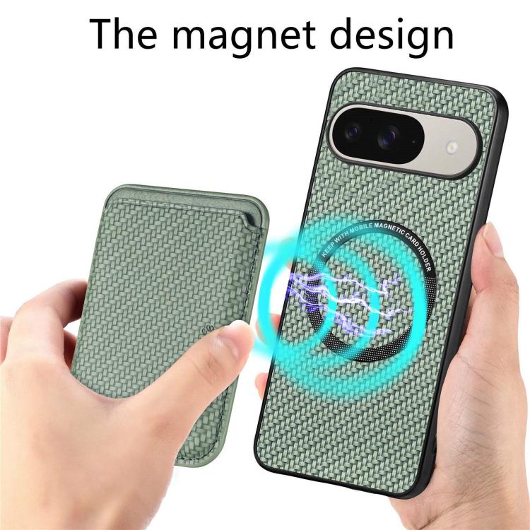 For Google Pixel 10 / 10 Pro Carbon Fiber Leather Card Magsafe Phone Case