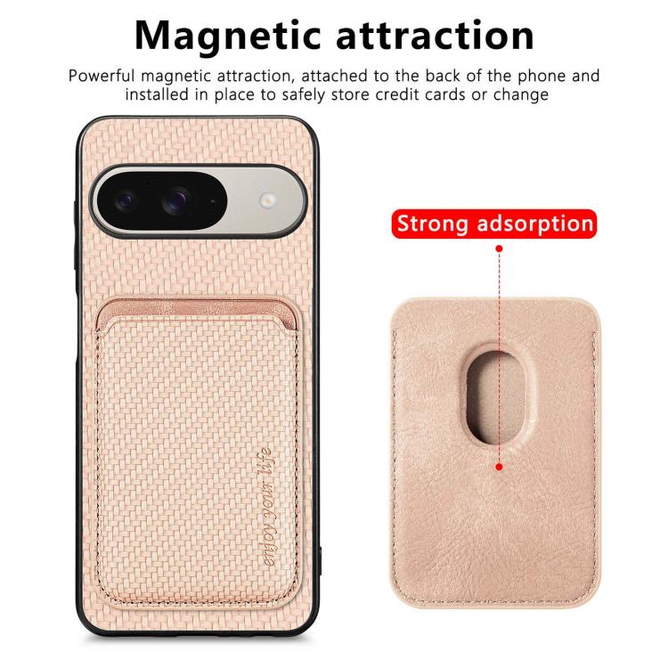 For Google Pixel 10 / 10 Pro Carbon Fiber Leather Card Magsafe Phone Case