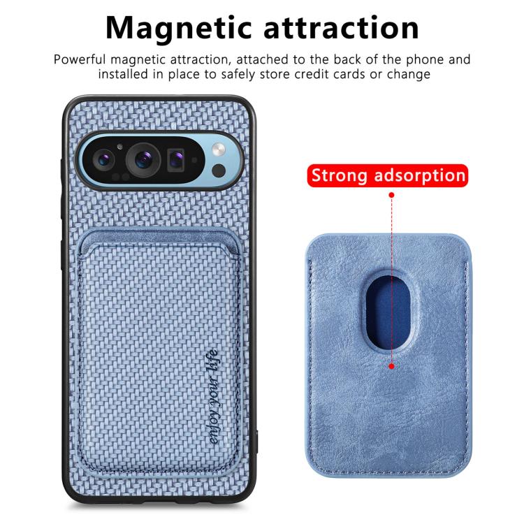 For Google Pixel 10 Pro XL Carbon Fiber Leather Card Magsafe Phone Case
