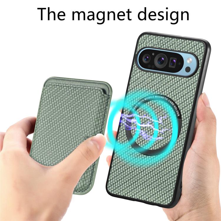For Google Pixel 10 Pro XL Carbon Fiber Leather Card Magsafe Phone Case