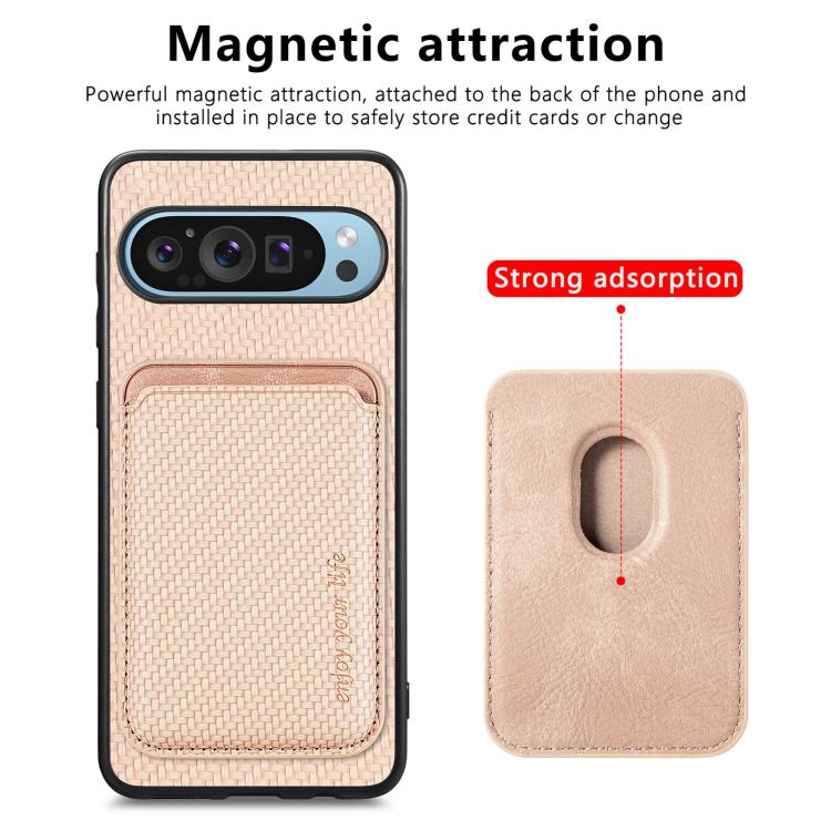 For Google Pixel 10 Pro XL Carbon Fiber Leather Card Magsafe Phone Case
