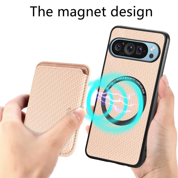 For Google Pixel 10 Pro XL Carbon Fiber Leather Card Magsafe Phone Case