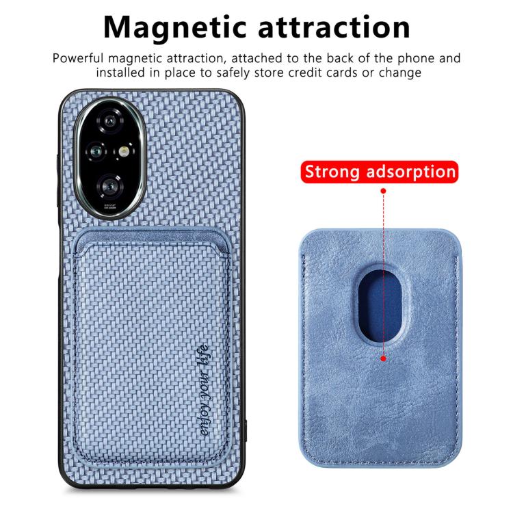 For Honor 200 Pro Carbon Fiber Leather Card Magsafe Phone Case