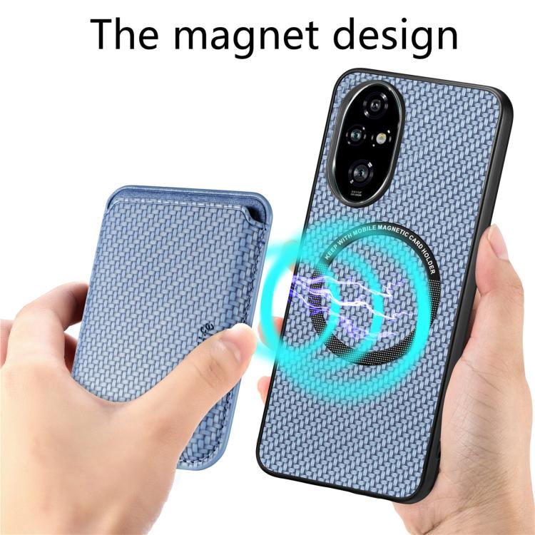 For Honor 200 Pro Carbon Fiber Leather Card Magsafe Phone Case