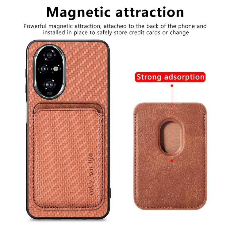 For Honor 200 Pro Carbon Fiber Leather Card Magsafe Phone Case