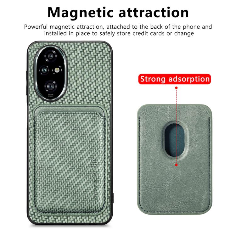 For Honor 200 Pro Carbon Fiber Leather Card Magsafe Phone Case