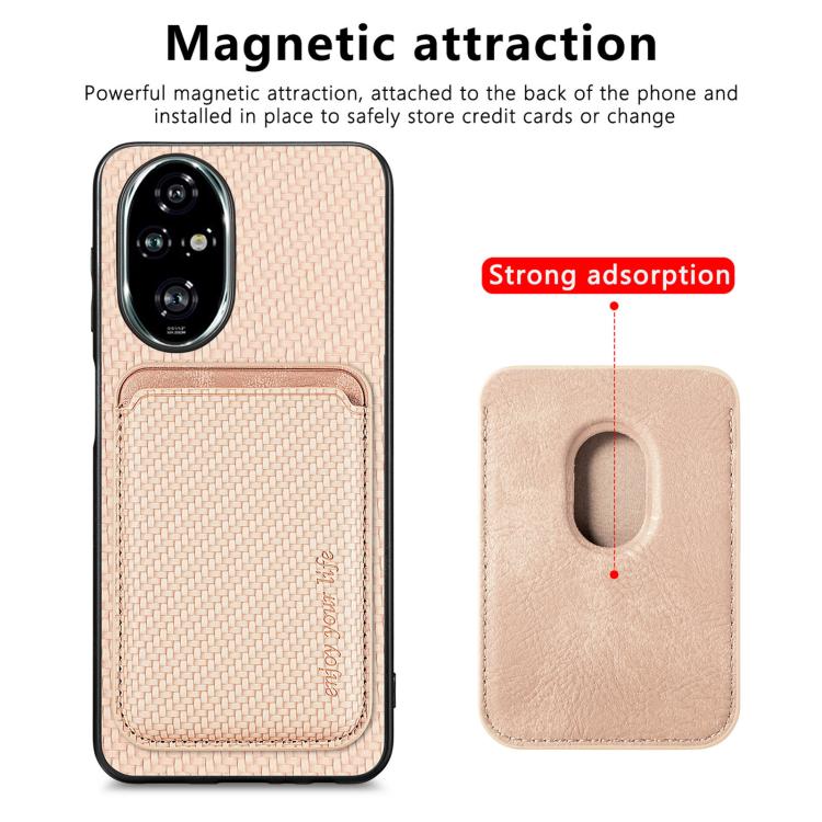 For Honor 200 Pro Carbon Fiber Leather Card Magsafe Phone Case