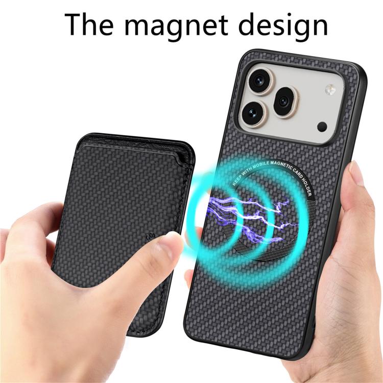 For Honor 600 Global Carbon Fiber Leather Card Magsafe Phone Case
