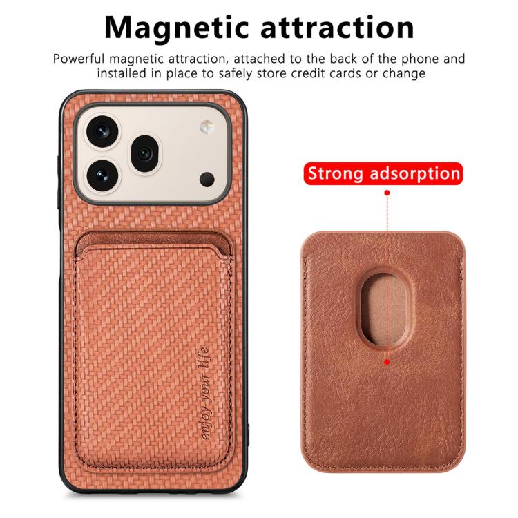 For Honor 600 Global Carbon Fiber Leather Card Magsafe Phone Case