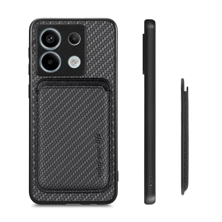 For Xiaomi Redmi Note 13 4G Carbon Fiber Leather Card Magnetic Phone Case