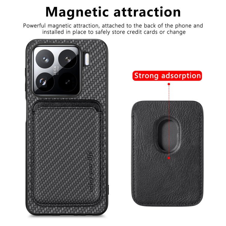 For Xiaomi 15 Carbon Fiber Leather Card Magnetic Phone Case