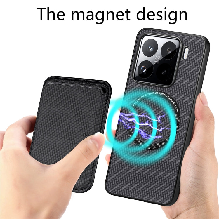 For Xiaomi 15 Carbon Fiber Leather Card Magnetic Phone Case