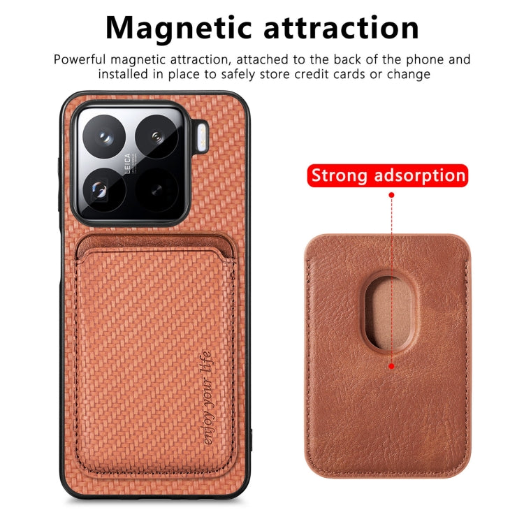 For Xiaomi 15 Carbon Fiber Leather Card Magnetic Phone Case