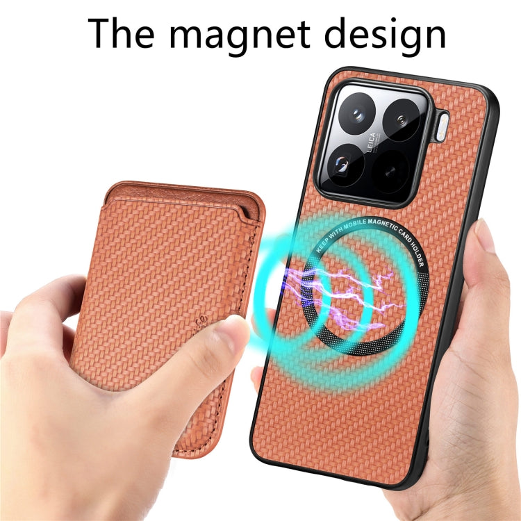 For Xiaomi 15 Carbon Fiber Leather Card Magnetic Phone Case