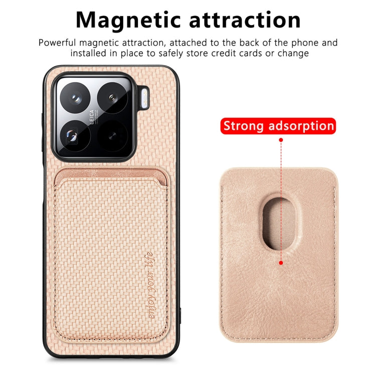 For Xiaomi 15 Carbon Fiber Leather Card Magnetic Phone Case